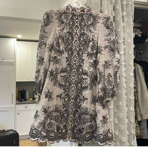 Zimmermann Black and White Lace Mini Dress